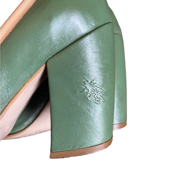 Fly London Fly Girl Sage Green & Cream Square Toe Pumps size 38. - Picture 5 of 9